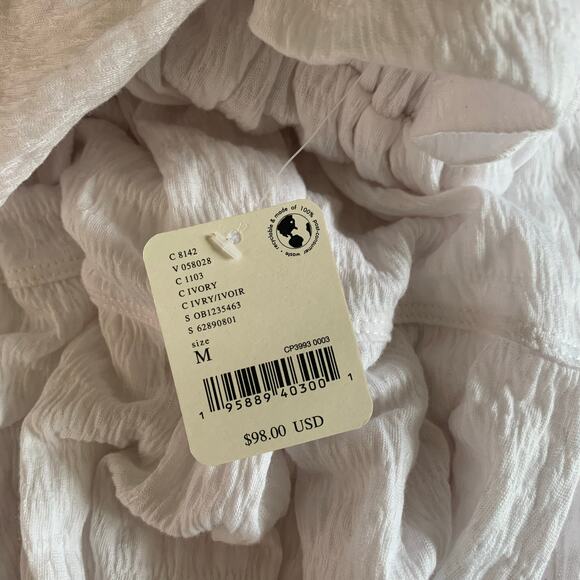 FREE PEOPLE BEACH Dress‎ Medium La La Maxi V-Neck Flutter Sleeves Flouncy Tiered - Picture 14 of 16